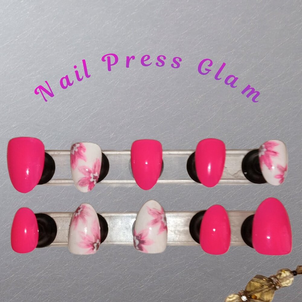 24-pc Vibrant Flower Art Mix Press-on Nail Set (Made to Order)